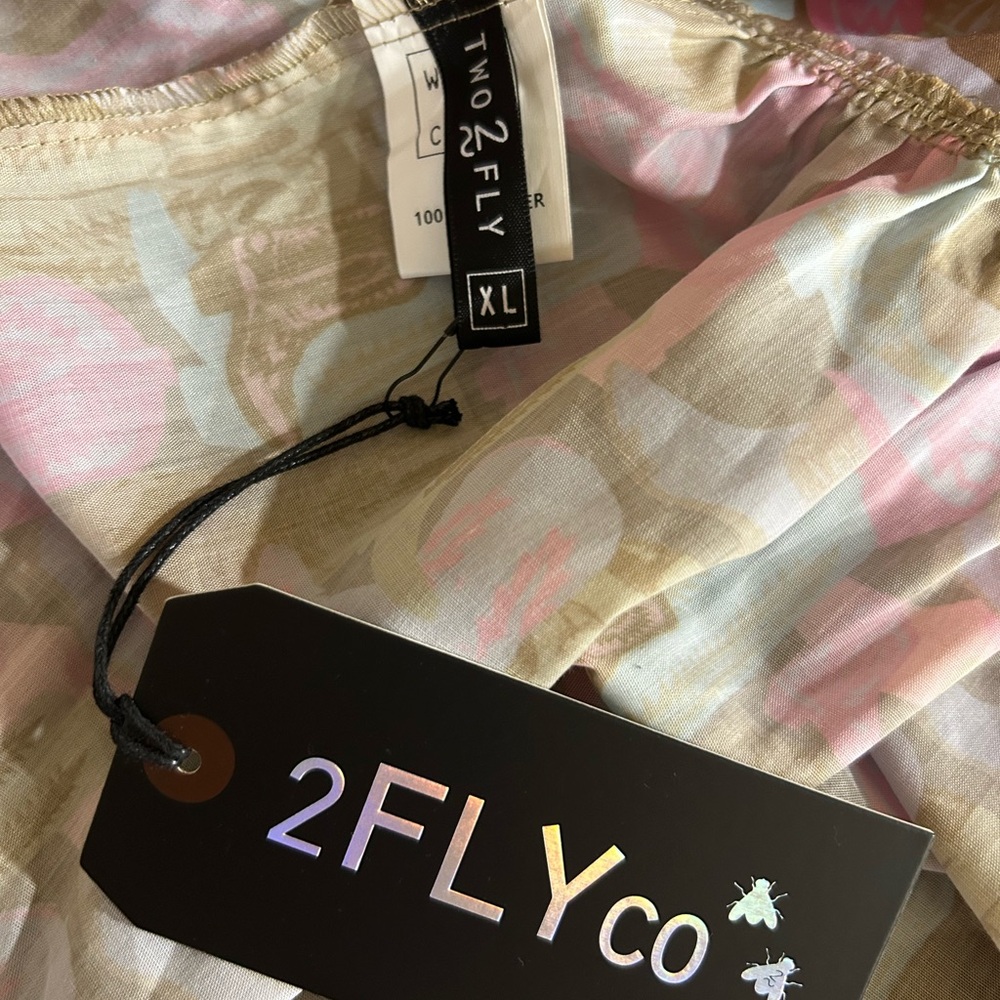 TWO 2 FLY Rodeo Ruffle Western Boot Tank Top Pink Brown XL NWT Festival Country - Picture 5 of 7